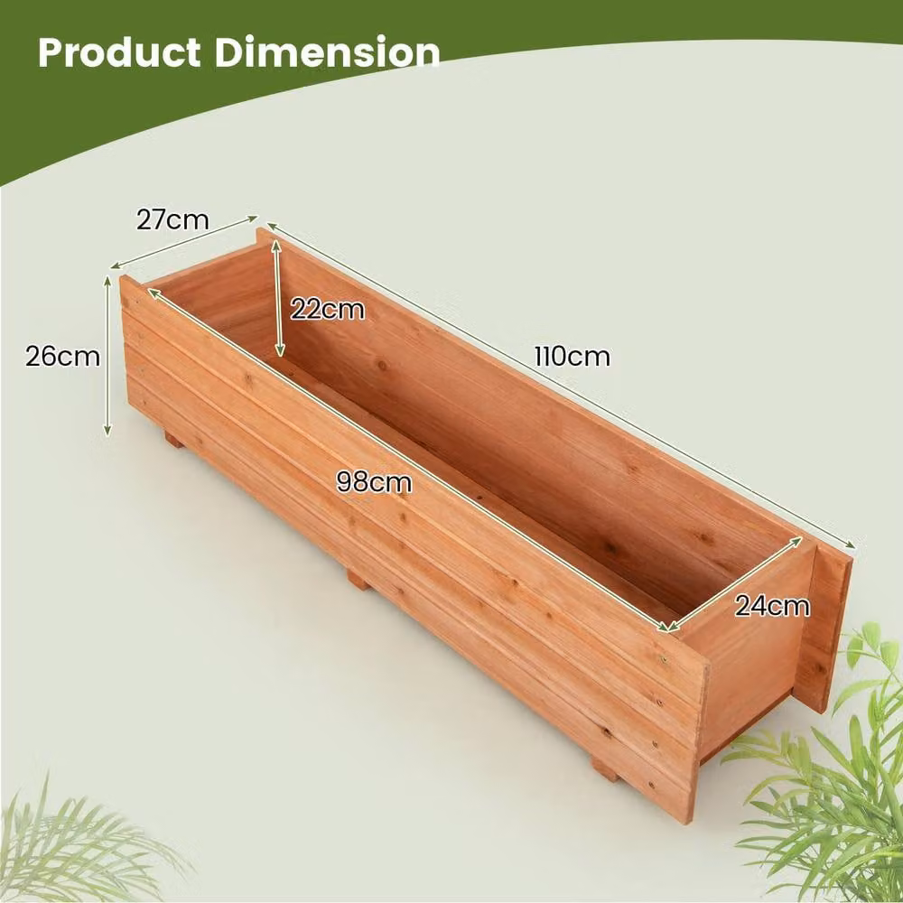 Costway Wooden Raised Bed Garden Planter in Brown with Drain Holes – 2