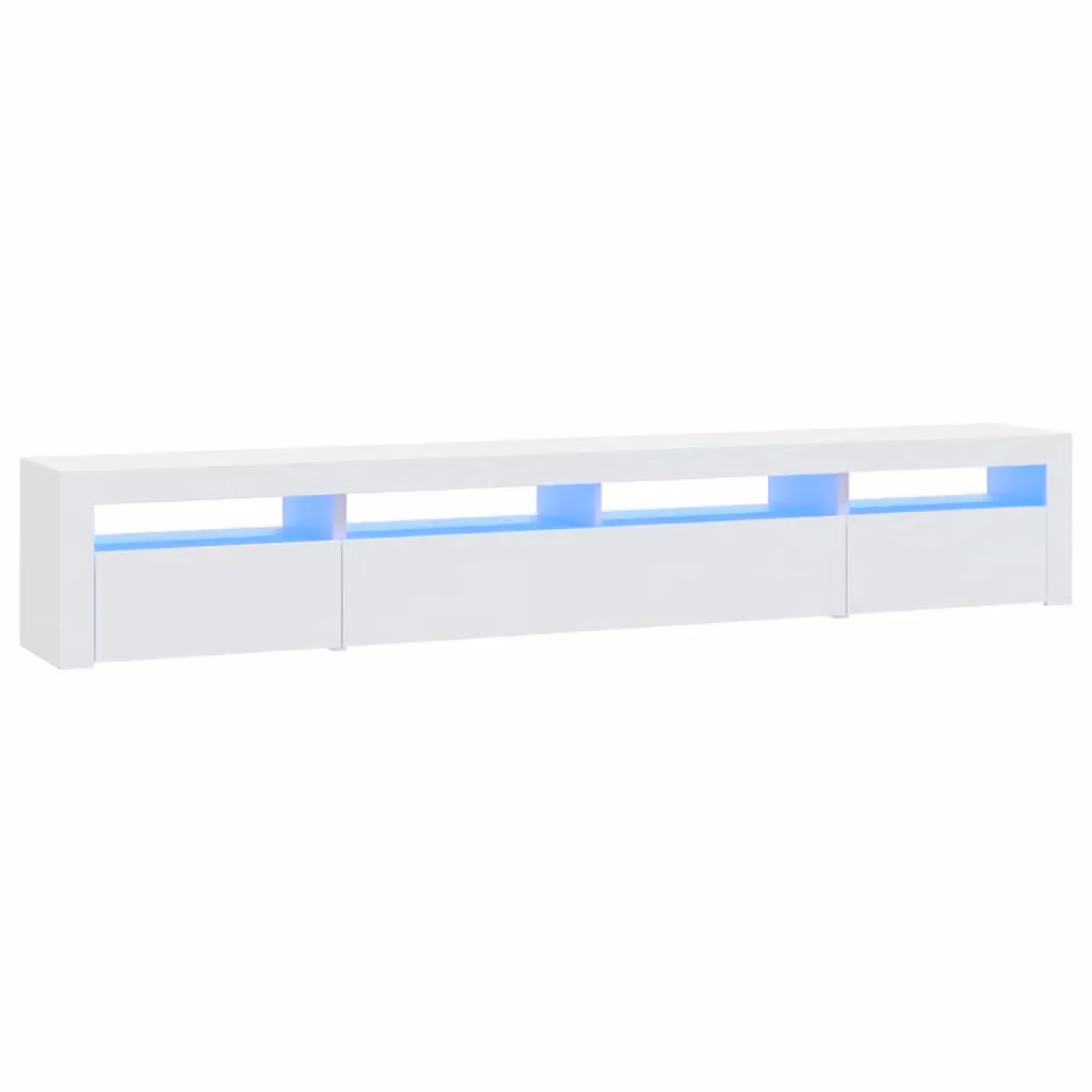 Berkfield Home Modern White TV Cabinet with LED Lights, W/D/H: 240 x 40 x 40 cm – 2