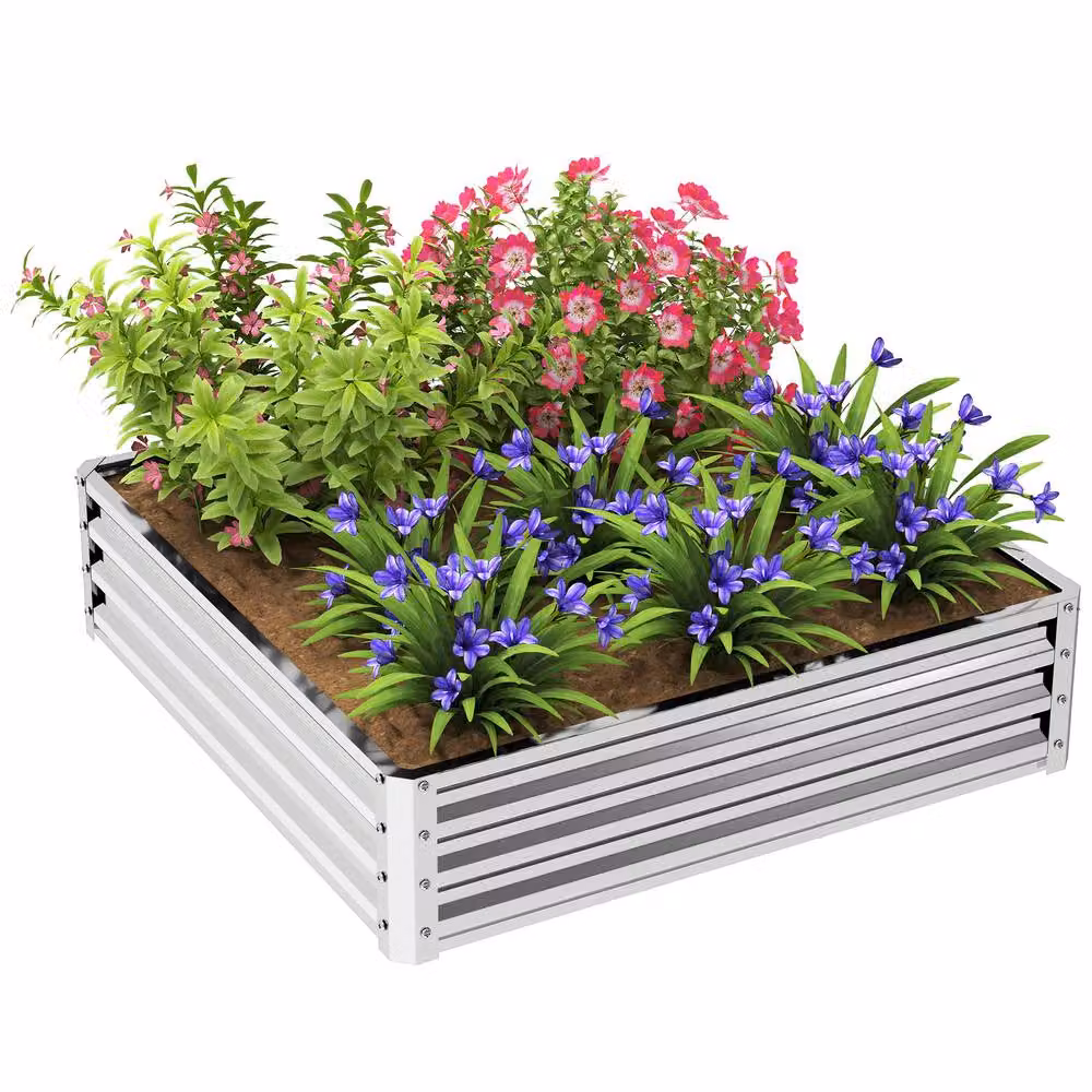 Outsunny 432L Raised Garden Bed in Silver Tone, W/D/H: 120 x 120 x 30 cm – 2
