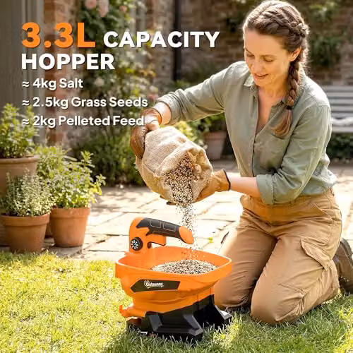 Outsunny Cordless Handheld Seed Spreader with Rechargeable Battery, Orange – 3