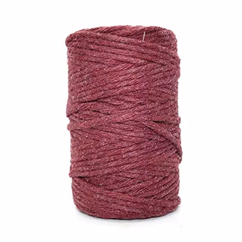 SolaDirect Maroon Macrame Cord, 50 m of 2 mm Thick Natural Cotton Thread Yarn for DIY Crafts and Home Decoration