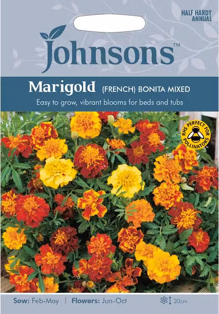 Johnsons Marigold French Bonita Mixed Flower Seeds, Multicolour Orange