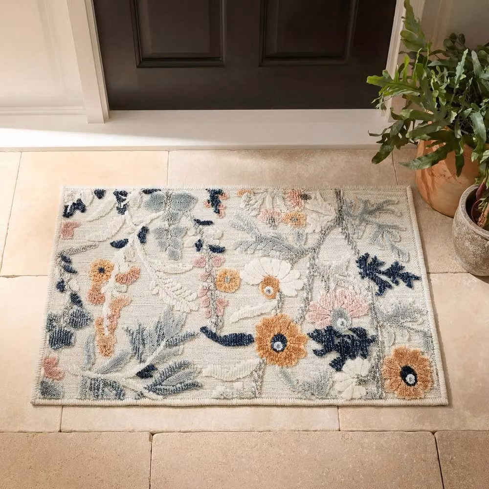 Desire Rugs Gardenia Floral Indoor Outdoor Area Rug, Beige and Multicolour, W: 120 cm, D: 170 cm – 4