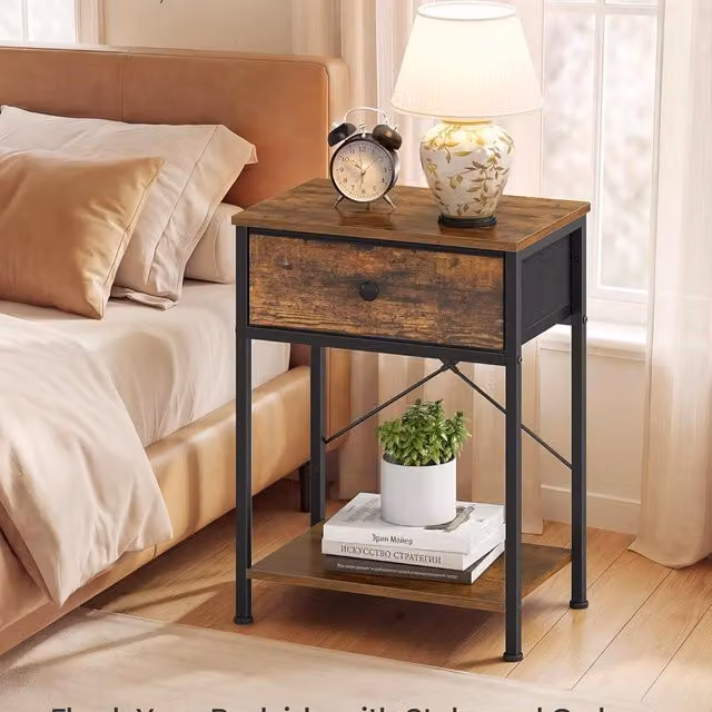 SONGMICS Set of 2 Narrow Brown Bedside Tables