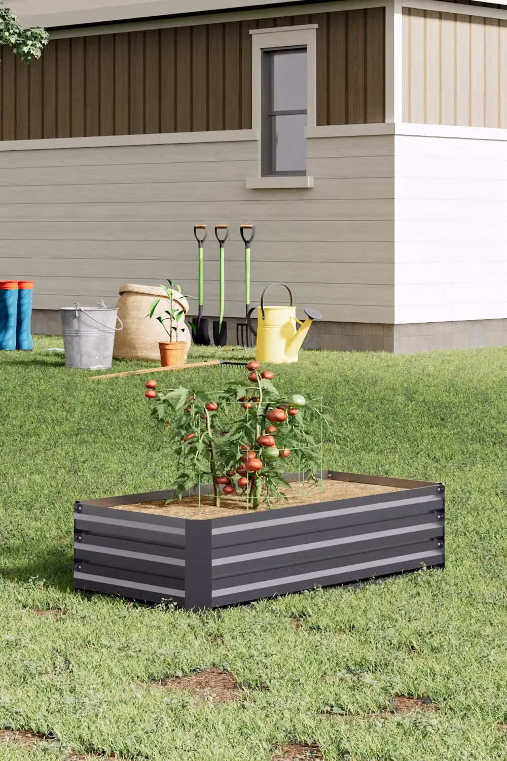 Garden Sanctuary Grey Steel Raised Garden Bed for Vegetables and Flowers W/D/H: 60 x 30 x 60 cm – 2
