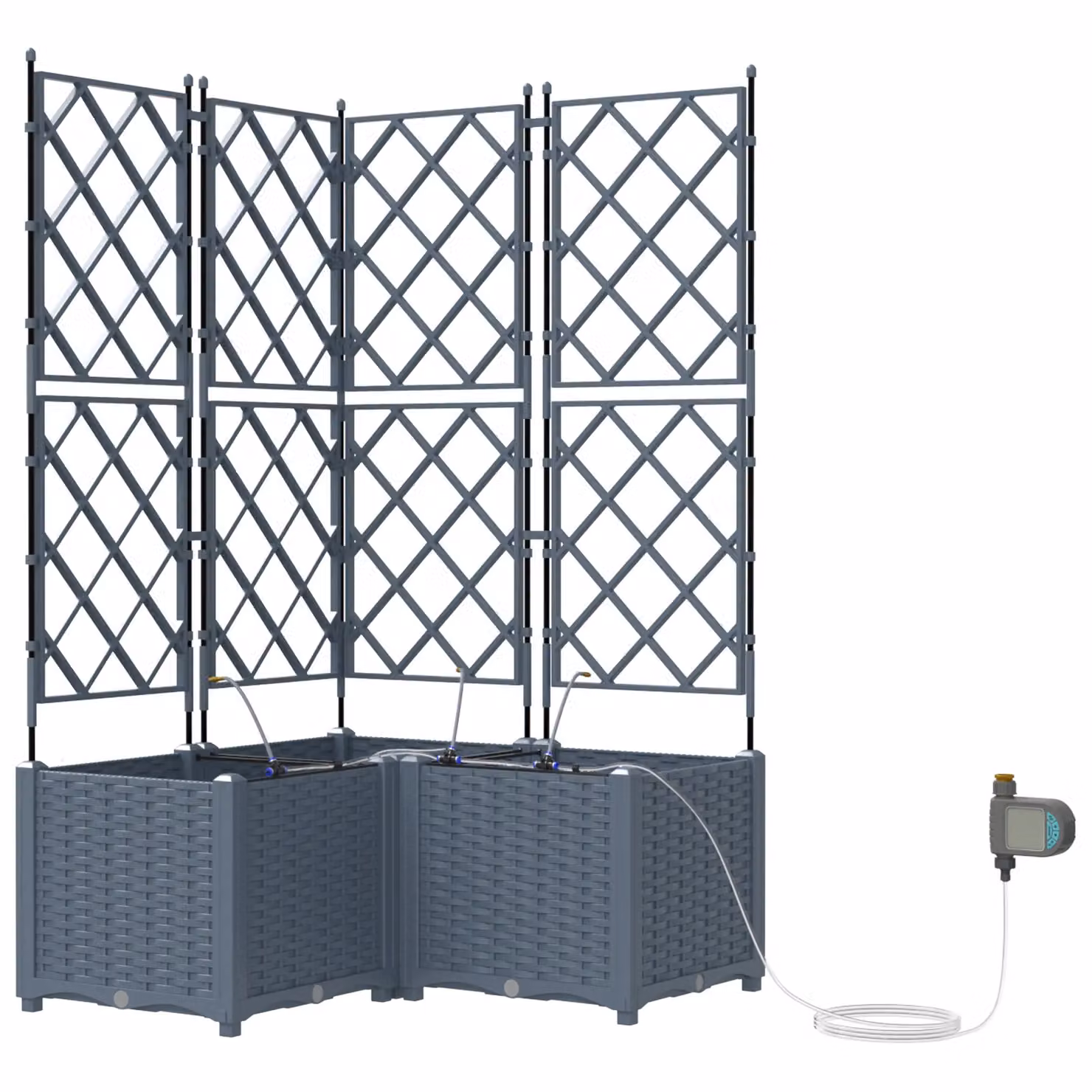 Berkfield Home Garden Planters with Water Irrigation System, 3 Piece Set, Grey – 2