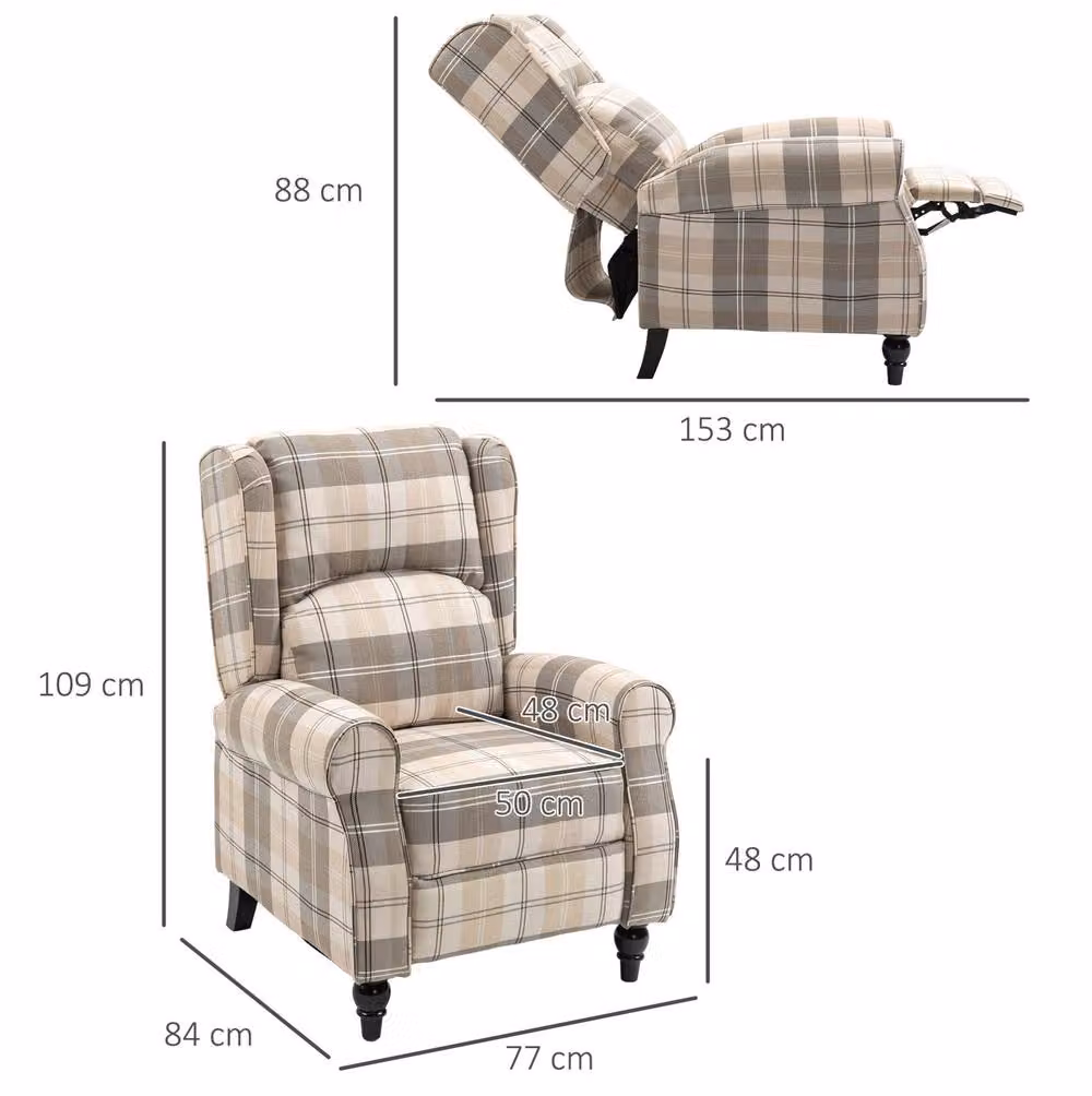 STILVORA Recliner Armchair with Integrated Ottoman and Armrests in Beige Fabric – 3