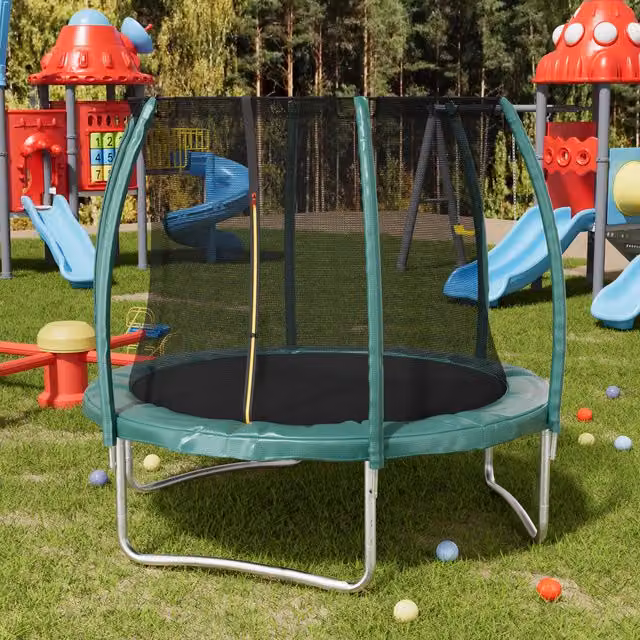 Livingandhome Green Mini Outdoor Trampoline with Safety Net, Diameter: 183 cm