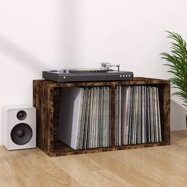 Berkfield Home Vinyl Storage Box in Smoked Oak Brown, W/D/H: 71 x 34 x 36 cm – 1