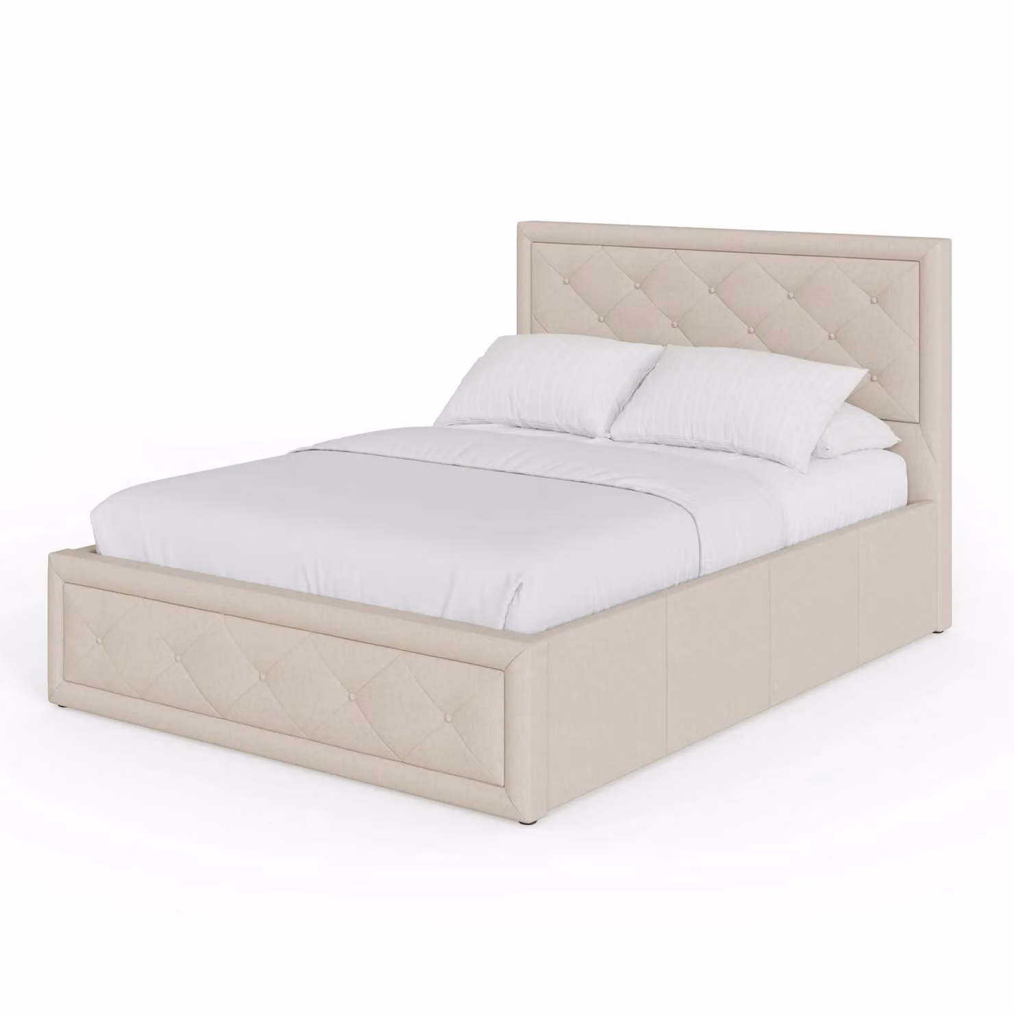 GFW Hollywood Ottoman Storage Bed in Sand Velvet Fabric, W/D: 180 x 200 cm – 2