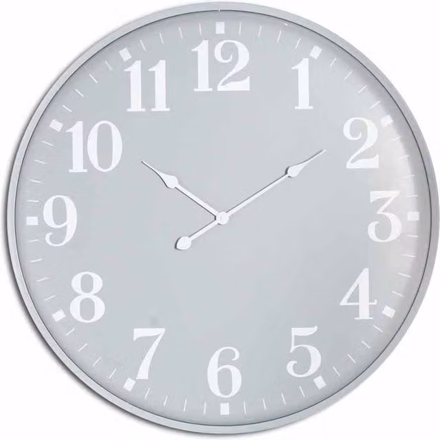 Lemon Pavilion Furniture and Decor Ashmount Large Modern Metal Wall Clock, Grey, W80 x H80 cm
