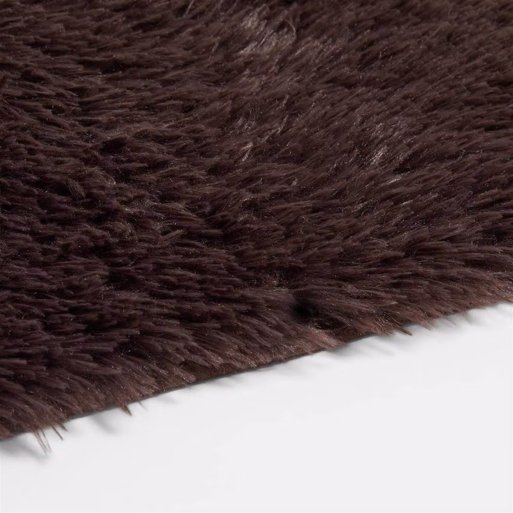OHS Soft Fluffy Anti-Slip Runner Rug in Brown, W/D/H: 60 x 150 cm – 3
