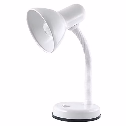 HOMELIFE Classic Flexi Desk Lamp in White with Adjustable Neck and Integral Switch, Height: 34 cm