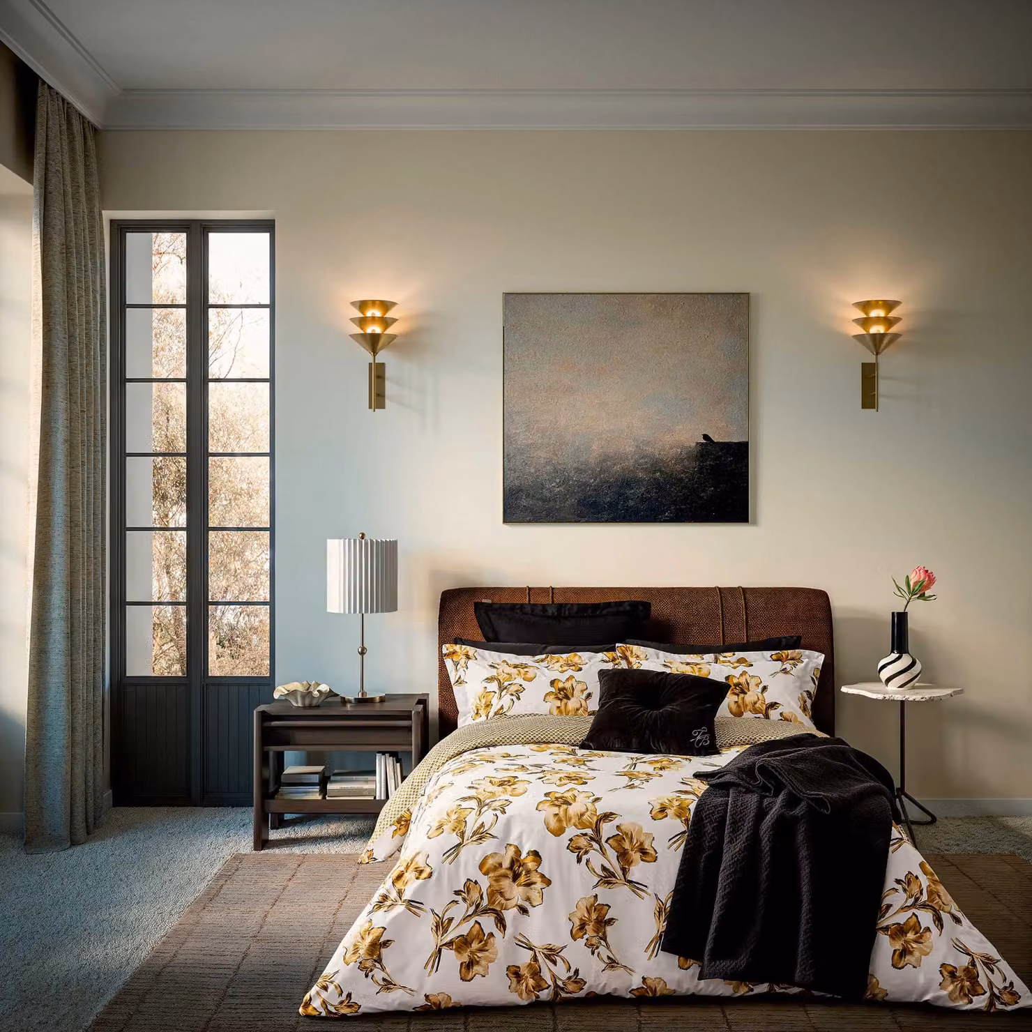 Ted Baker Midnight Garden Reversible Mako Satin Cotton Duvet Cover and Pillowcase Set, Yellow, W: 200 cm x D: 200 cm – 2