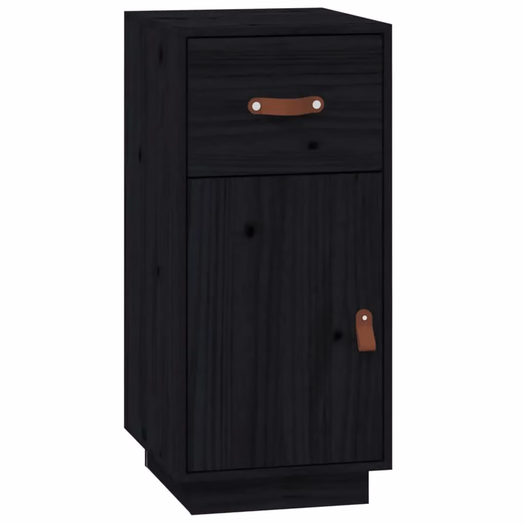 Berkfield Home Black Rustic Solid Pine Sideboard W/D/H: 34 x 40 x 75 cm – 2