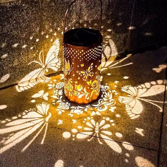 Kelvenix Brown Metal Butterfly Solar LED Lanterns for Garden and Terrace, Height: 60 cm