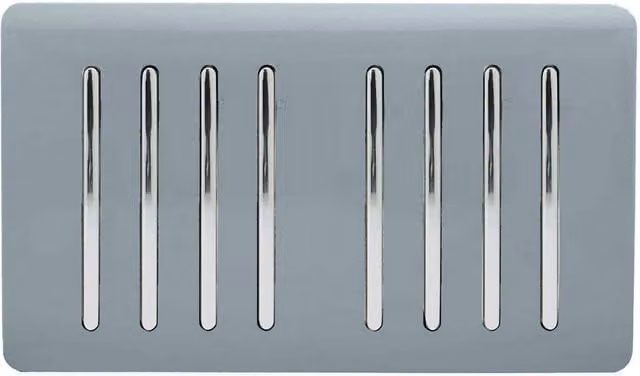 Trendi 8 Gang 2 Way Rocker Double Plate Tactile Light Switch in Grey