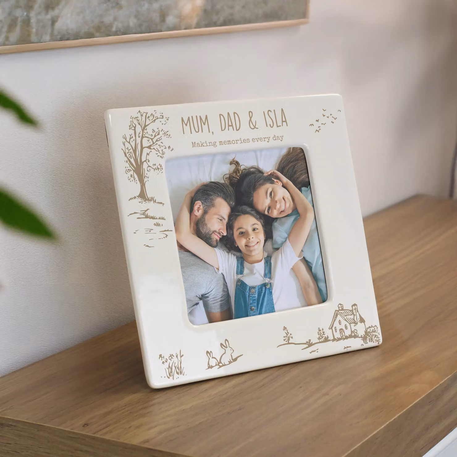 Personalised Memento Company Cottagecore Ceramic Floral Square Tabletop Frame, Beige, W/H: 10.16 x 10.16 cm – 2