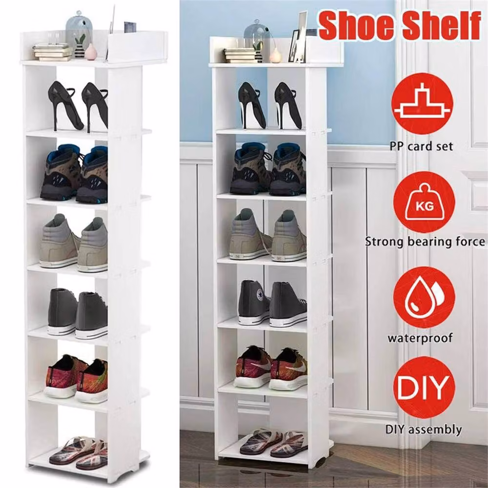 EONLION 7 Tier Tall Wooden Shoe Rack Storage Shelf in White – 3
