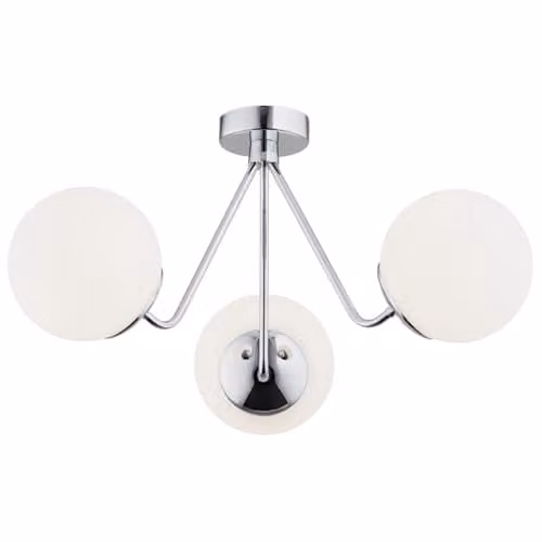 Netlighting Tomar Globe Ceiling Light with 3 Opal Matt Glass Spheres in Grey and Chrome