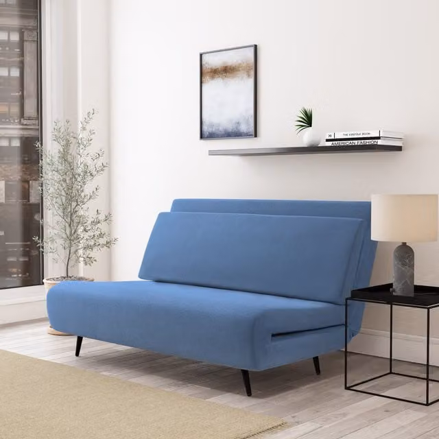 Dorel Mallory Blue Fabric Click Clack Sofa Bed