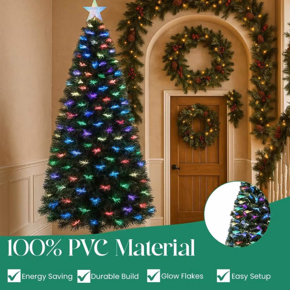 SPETLEK 5ft Green Fiber Optic Christmas Tree with Colour Changing LED Lights – 3
