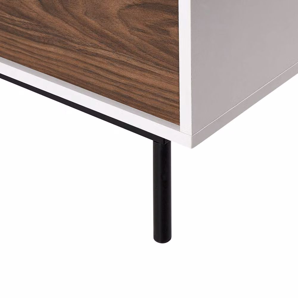 Wyld and Coco Modern 2-Door Sideboard in Dark Brown with White Drawers, W: 120 cm, D: 38 cm, H: 55 cm – 5