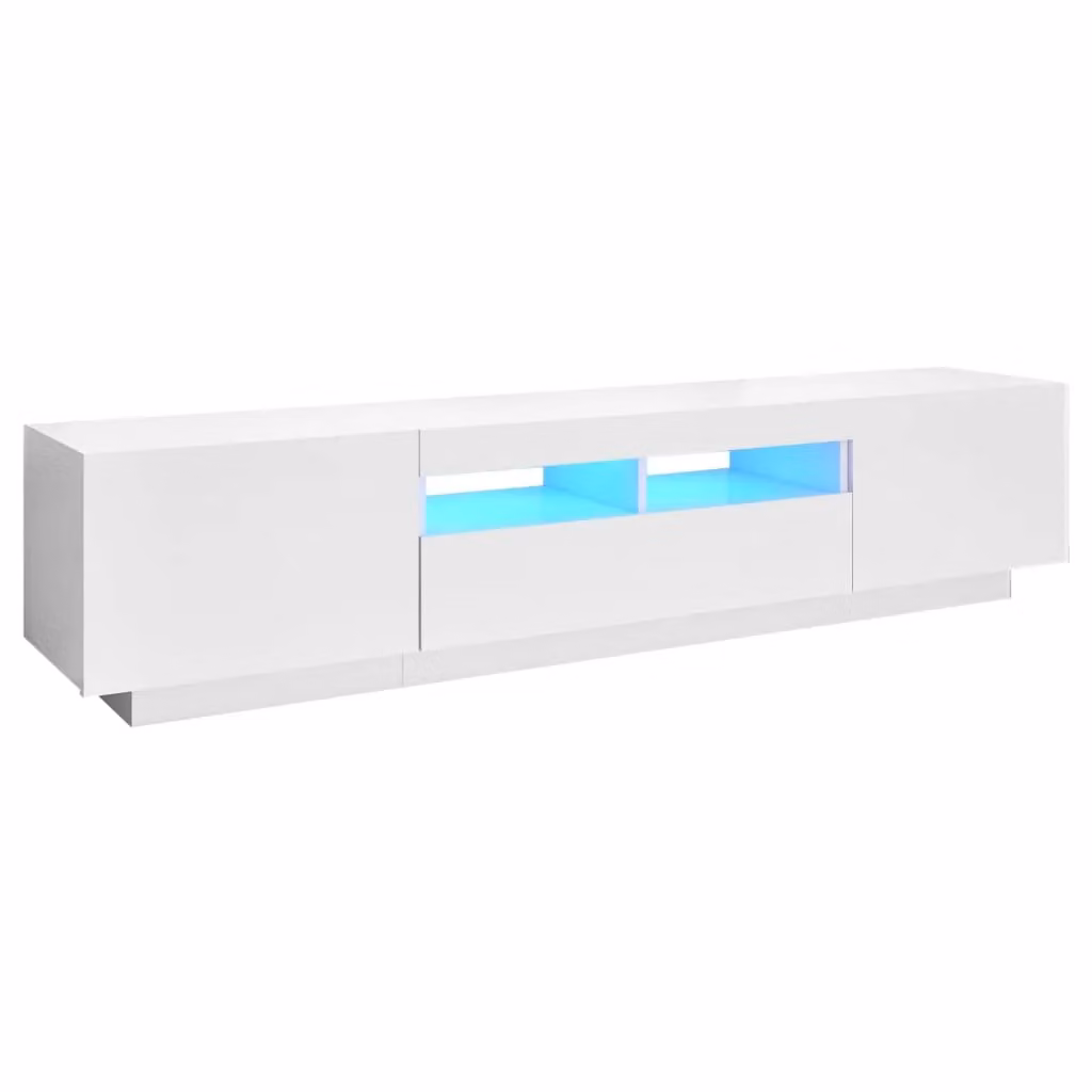 Berkfield Home Modern Glossy White TV Cabinet with LED Lights, W/D/H: 180 x 35 x 40 cm – 2