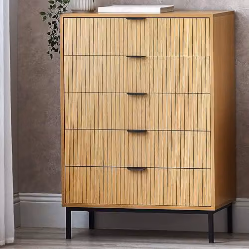 Julian Bowen Sia Oak 5 Drawer Chest