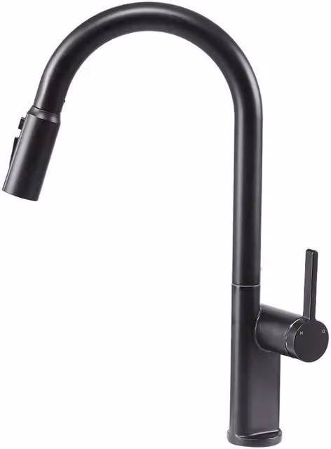 PAWNORA Matt Black Kitchen Faucet with Swivel Spout and Spray Function