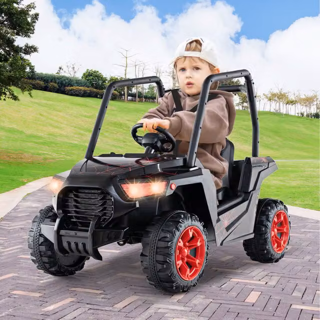 Costway Kids Electric UTV Ride-on Car with Light and Sound, Black