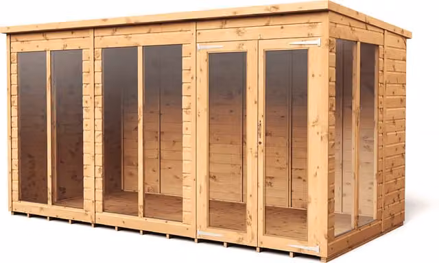 Empire Sheds Empire 12x6 Pent Summerhouse with Double Doors in Brown