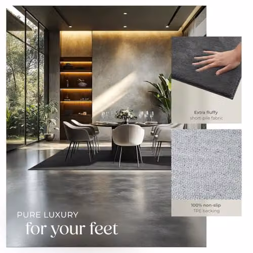 tectake Fluffy Short-Pile Rug in Anthracite, Washable and Non-Slip Polyester Carpet, W: 160 cm, D: 230 cm – 5
