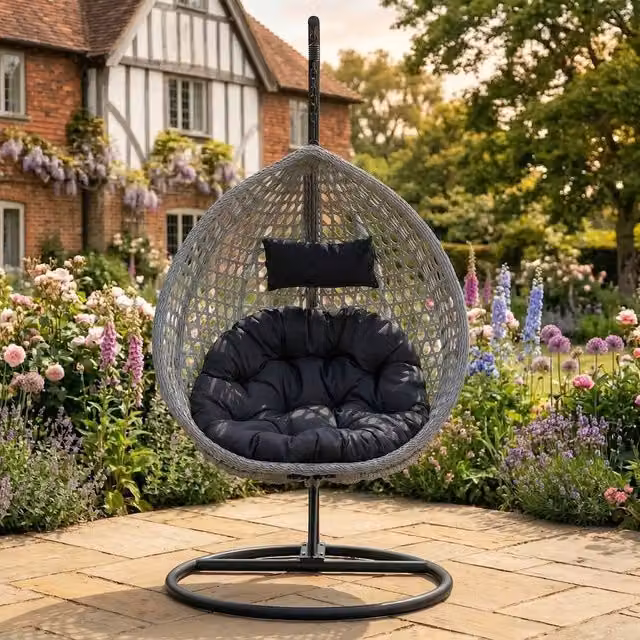 Rosewood & Stone Home Attingham Single Egg Chair in Dark Grey – 1