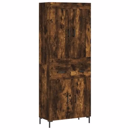 vidaXL Modern Highboard in Smoked Oak, W/D/H: 69.5 x 34.0 x 180.0 cm