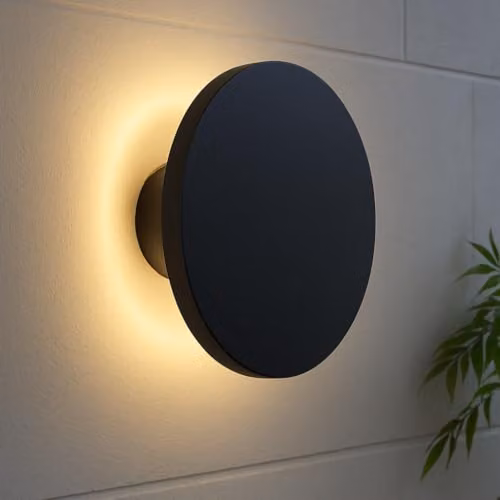 CGC Lighting Modern Black Round LED Outdoor Wall Light, IP65 Waterproof, 4000k Cool White, W/D/H: 23.0 x 20.5 x 16.5 cm – 2