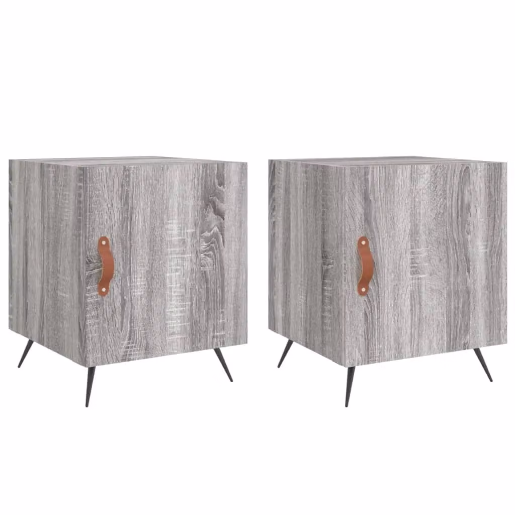 Berkfield Home Set of 2 Grey Sonoma Bedside Cabinets, W/D/H: 40 x 40 x 50 cm