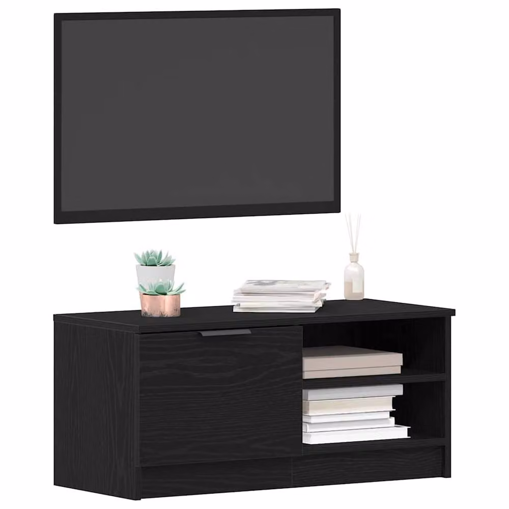 Berkfield Home Modern Black Oak TV Cabinet, W: 80 cm, D: 35 cm, H: 36.5 cm – 3