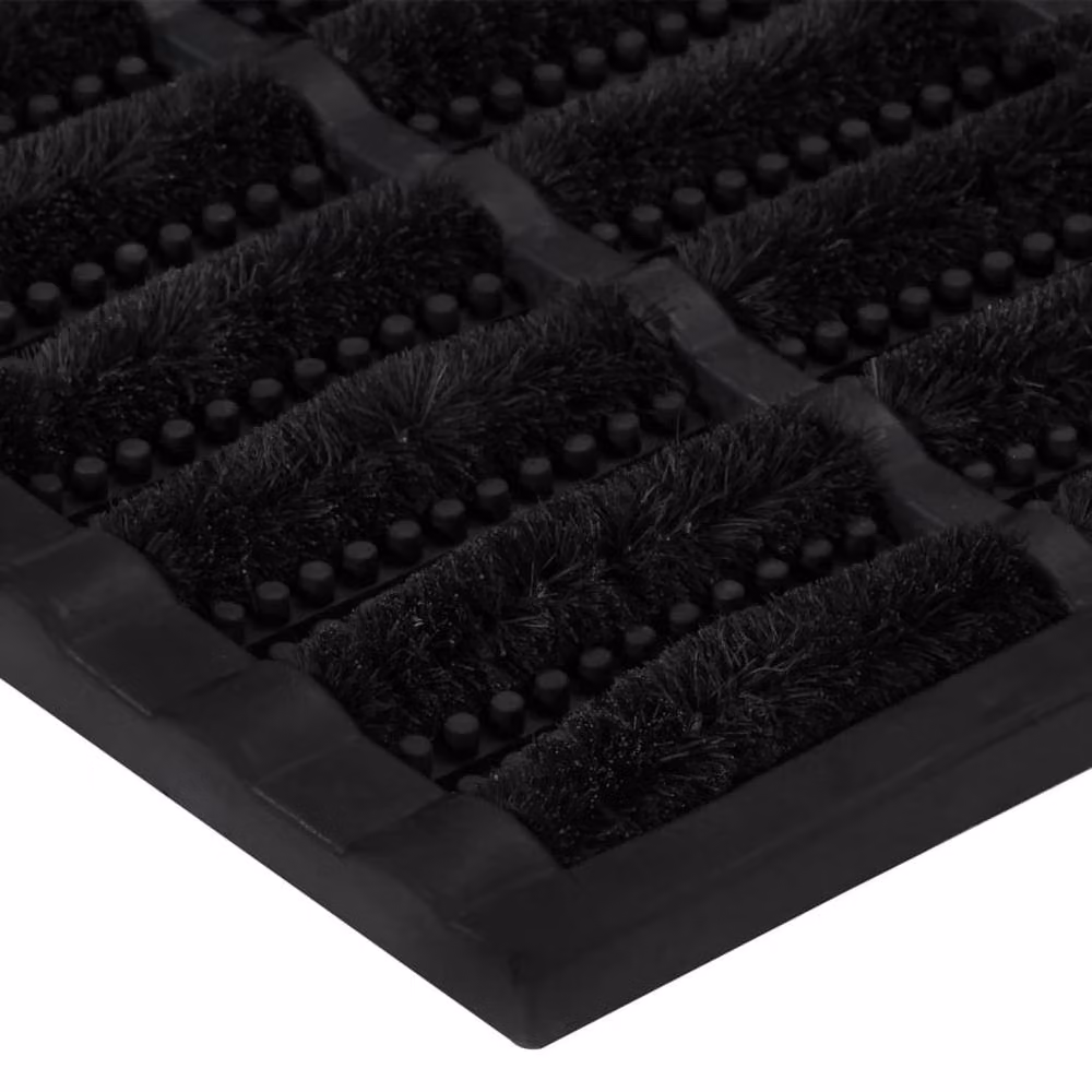 Berkfield Home Rectangular Door Mat in Black, Rubber and Coir, W: 75 cm, D: 45 cm – 3
