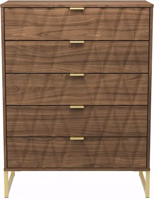 Ready Assembled 2 U Dallas 5 Drawer Chest in Walnut – 1