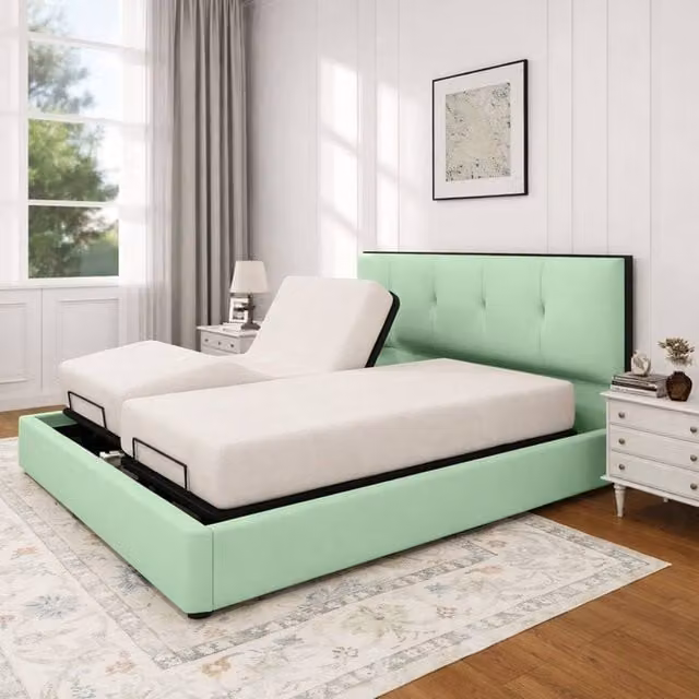 Paradise Beds Ltd Heavy Duty Adjustable Mobility Bed with Foam Mattress and 24 inch Headboard, Green, W/D/H: 120 x 200 cm