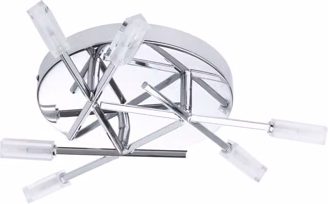 Litecraft Kalina 6 Light Flush Ceiling Light in Chrome and Silver with Glass Shades