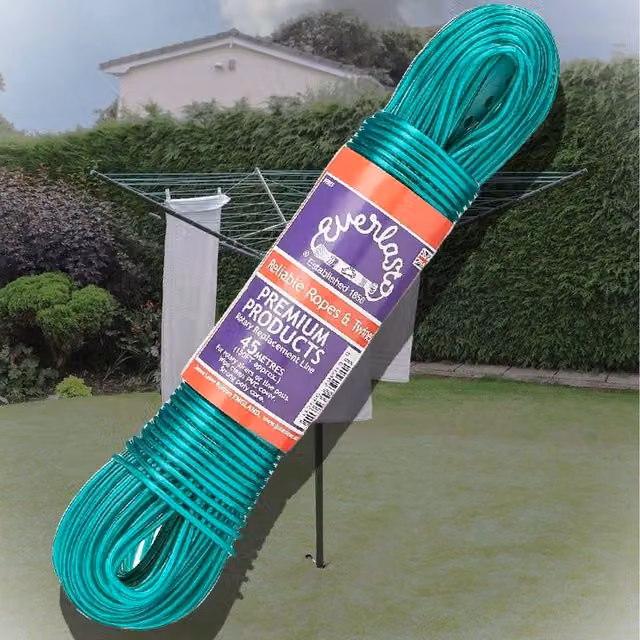 Everlasto 45m Replacement Rotary Airier Washing Line with Strong Poly Core PVC in Green
