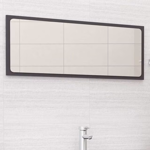 Berkfield Home Modern Rectangular Wall Bathroom Mirror in Grey, W: 37 cm, D: 1 cm, H: 100 cm