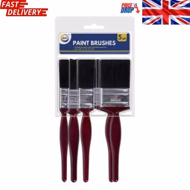 Bedsland 5pc Paint Brush Set in Multicolour for Smooth Painting and Decorating