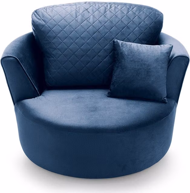 Abakus Direct Chicago Blue Velvet Swivel Tub Lounge Chair with Armrests