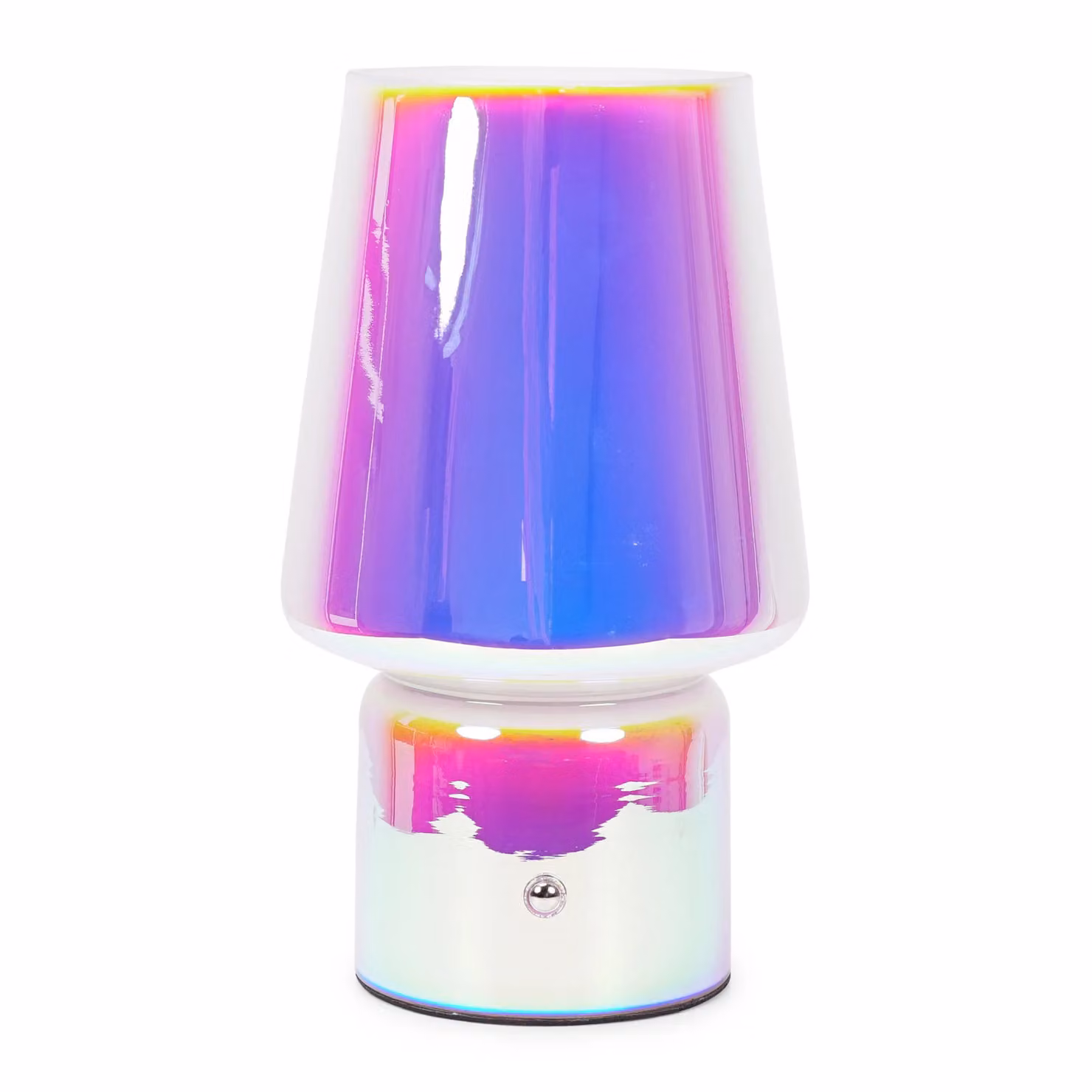 ValueLights Iridescent Glass Rechargeable LED Portable Table Lamp, Dimmable Touch Control Cordless Light in Multicolour and Transparent – 2
