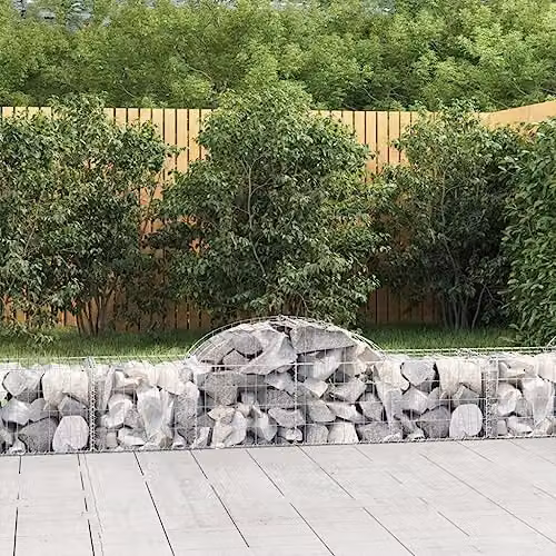 vidaXL Set of 10 Arched Gabion Baskets in Silver Galvanised Steel, W/D/H: 200 x 50 x 40/60 cm – 2