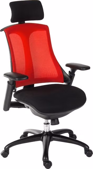 Teknik Rapport Mesh Executive Chair in Red with Headrest and Armrests