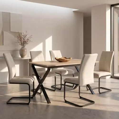 Dorel Home Ipswich Rectangular Dining Table in Black and Oak